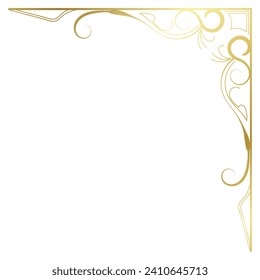 Gold vintage baroque corner ornament retro pattern antique style acanthus. Decorative design element filigree calligraphy. You can use for wedding decoration of greeting card and laser cutting