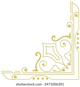 Gold vintage baroque corner ornament retro pattern antique style acanthus. Decorative design filigree calligraphy. You can use for wedding decoration of greeting card and laser cutting.