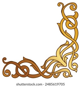 Gold vintage baroque corner ornament retro pattern antique style acanthus. Decorative design filigree calligraphy. You can use for wedding decoration of greeting card and laser cutting.