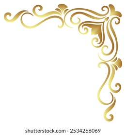 Gold vintage baroque corner ornament retro pattern antique style acanthus. Decorative design filigree calligraphy. You can use for wedding decoration of greeting card and laser cutting.