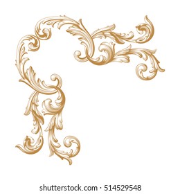 Gold vintage baroque corner ornament retro pattern antique style acanthus. Decorative design element filigree calligraphy vector. You can use for wedding decoration of greeting card and laser cutting. - Shutterstock ID 514529548