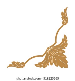 Gold vintage baroque corner ornament retro pattern antique style acanthus. Decorative design element filigree calligraphy vector. You can use for wedding decoration of greeting card and laser cutting.
