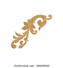 Gold vintage baroque element ornament. Retro pattern antique style acanthus. Decorative design element filigree calligraphy vector. 