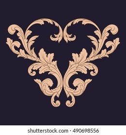 Gold vintage baroque element ornament. Retro pattern antique style acanthus. Decorative design element filigree calligraphy vector. 
