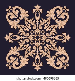 Gold vintage baroque element ornament. Retro pattern antique style acanthus. Decorative design element filigree calligraphy vector. 