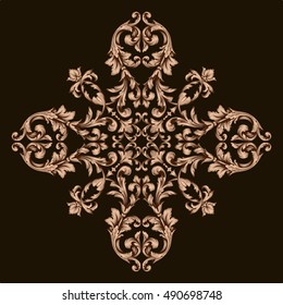 Gold vintage baroque element ornament. Retro pattern antique style acanthus. Decorative design element filigree calligraphy vector. 