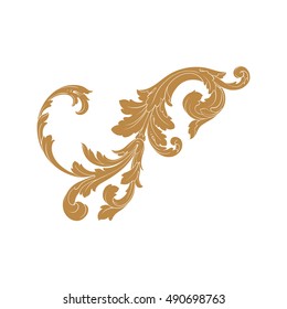 Gold vintage baroque element ornament. Retro pattern antique style acanthus. Decorative design element filigree calligraphy vector. 