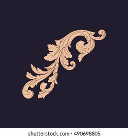 Gold vintage baroque element ornament. Retro pattern antique style acanthus. Decorative design element filigree calligraphy vector. 