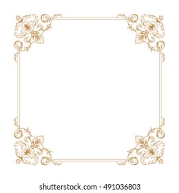 Gold vintage baroque element ornament. Retro pattern antique style acanthus. Decorative design element filigree calligraphy vector.