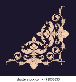 Gold vintage baroque element ornament. Retro pattern antique style acanthus. Decorative design element filigree calligraphy vector.