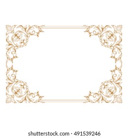 Gold vintage baroque element ornament. Retro pattern antique style acanthus. Decorative design element filigree calligraphy vector.