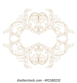 Gold vintage baroque element ornament. Retro pattern antique style acanthus. Decorative design element filigree calligraphy vector.