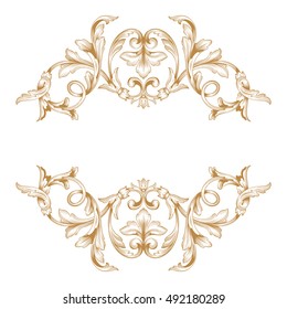 Gold vintage baroque element ornament. Retro pattern antique style acanthus. Decorative design element filigree calligraphy vector.