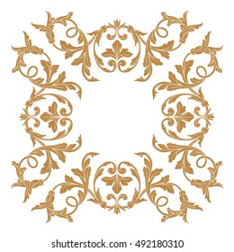 Gold vintage baroque element ornament. Retro pattern antique style acanthus. Decorative design element filigree calligraphy vector.