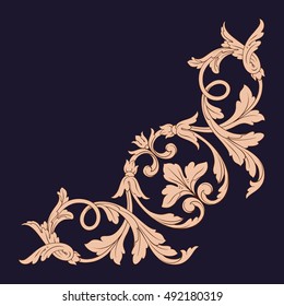 Gold vintage baroque element ornament. Retro pattern antique style acanthus. Decorative design element filigree calligraphy vector.