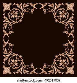 Gold vintage baroque element ornament. Retro pattern antique style acanthus. Decorative design element filigree calligraphy vector.