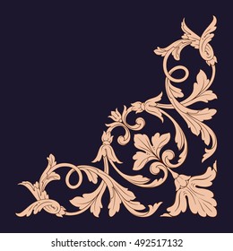 Gold vintage baroque element ornament. Retro pattern antique style acanthus. Decorative design element filigree calligraphy vector.
