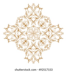 Gold vintage baroque element ornament. Retro pattern antique style acanthus. Decorative design element filigree calligraphy vector.