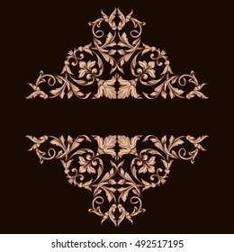 Gold vintage baroque element ornament. Retro pattern antique style acanthus. Decorative design element filigree calligraphy vector.