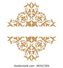 Gold vintage baroque element ornament. Retro pattern antique style acanthus. Decorative design element filigree calligraphy vector.