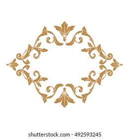 Gold vintage baroque element ornament. Retro pattern antique style acanthus. Decorative design element filigree calligraphy vector.