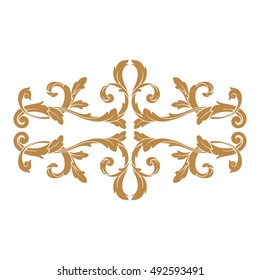 Gold vintage baroque element ornament. Retro pattern antique style acanthus. Decorative design element filigree calligraphy vector.