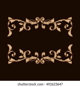 Gold vintage baroque element ornament. Retro pattern antique style acanthus. Decorative design element filigree calligraphy vector.