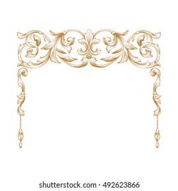 Gold vintage baroque element ornament. Retro pattern antique style acanthus. Decorative design element filigree calligraphy vector.