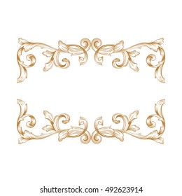 Gold vintage baroque element ornament. Retro pattern antique style acanthus. Decorative design element filigree calligraphy vector.