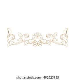 Gold vintage baroque element ornament. Retro pattern antique style acanthus. Decorative design element filigree calligraphy vector.