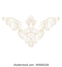 Gold vintage baroque element ornament. Retro pattern antique style acanthus. Decorative design element filigree calligraphy vector.