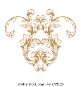 Gold vintage baroque element ornament. Retro pattern antique style acanthus. Decorative design element filigree calligraphy vector.