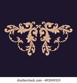 Gold vintage baroque element ornament retro pattern antique style acanthus. Decorative design element filigree calligraphy vector. You can use for wedding decoration of greeting card and laser cutting