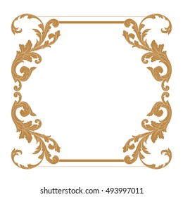 Gold vintage baroque element ornament retro pattern antique style acanthus. Decorative design element filigree calligraphy vector. You can use for wedding decoration of greeting card and laser cutting