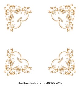 Gold vintage baroque element ornament retro pattern antique style acanthus. Decorative design element filigree calligraphy vector. You can use for wedding decoration of greeting card and laser cutting