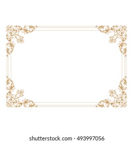 Gold vintage baroque element ornament retro pattern antique style acanthus. Decorative design element filigree calligraphy vector. You can use for wedding decoration of greeting card and laser cutting