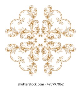 Gold vintage baroque element ornament retro pattern antique style acanthus. Decorative design element filigree calligraphy vector. You can use for wedding decoration of greeting card and laser cutting