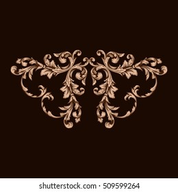 Gold vintage baroque element ornament retro pattern antique style acanthus. Decorative design element filigree calligraphy vector. You can use for wedding decoration of greeting card and laser cutting