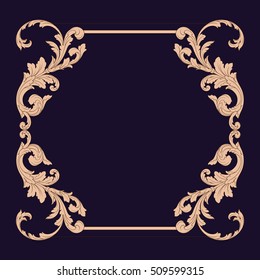 Gold vintage baroque element ornament retro pattern antique style acanthus. Decorative design element filigree calligraphy vector. You can use for wedding decoration of greeting card and laser cutting