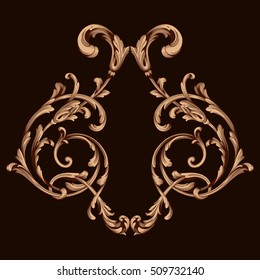 Gold vintage baroque element ornament retro pattern antique style acanthus. Decorative design element filigree calligraphy vector. You can use for wedding decoration of greeting card and laser cutting
