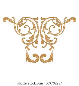 Gold vintage baroque element ornament retro pattern antique style acanthus. Decorative design element filigree calligraphy vector. You can use for wedding decoration of greeting card and laser cutting