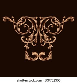 Gold vintage baroque element ornament retro pattern antique style acanthus. Decorative design element filigree calligraphy vector. You can use for wedding decoration of greeting card and laser cutting