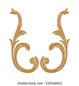 Gold vintage baroque element ornament retro pattern antique style acanthus. Decorative design element filigree calligraphy vector. You can use for wedding decoration of greeting card and laser cutting