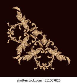 Gold vintage baroque element ornament retro pattern antique style acanthus. Decorative design element filigree calligraphy vector. You can use for wedding decoration of greeting card and laser cutting