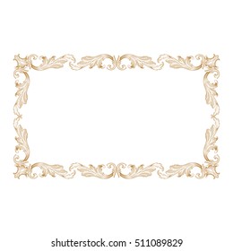 Gold vintage baroque element ornament retro pattern antique style acanthus. Decorative design element filigree calligraphy vector. You can use for wedding decoration of greeting card and laser cutting