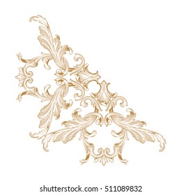 Gold vintage baroque element ornament retro pattern antique style acanthus. Decorative design element filigree calligraphy vector. You can use for wedding decoration of greeting card and laser cutting