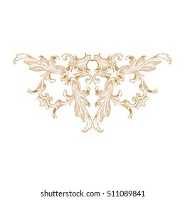 Gold vintage baroque element ornament retro pattern antique style acanthus. Decorative design element filigree calligraphy vector. You can use for wedding decoration of greeting card and laser cutting