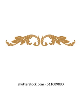 Gold vintage baroque element ornament retro pattern antique style acanthus. Decorative design element filigree calligraphy vector. You can use for wedding decoration of greeting card and laser cutting