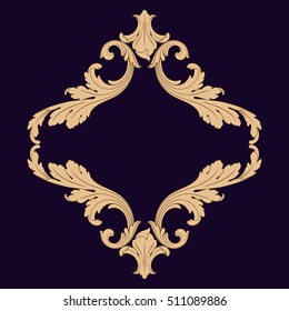 Gold vintage baroque element ornament retro pattern antique style acanthus. Decorative design element filigree calligraphy vector. You can use for wedding decoration of greeting card and laser cutting