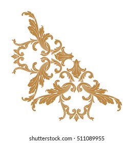 Gold vintage baroque element ornament retro pattern antique style acanthus. Decorative design element filigree calligraphy vector. You can use for wedding decoration of greeting card and laser cutting